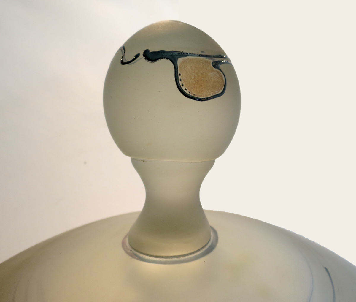 Frosted Hand Painted Glass Bowl Signed Jon Art Modernism